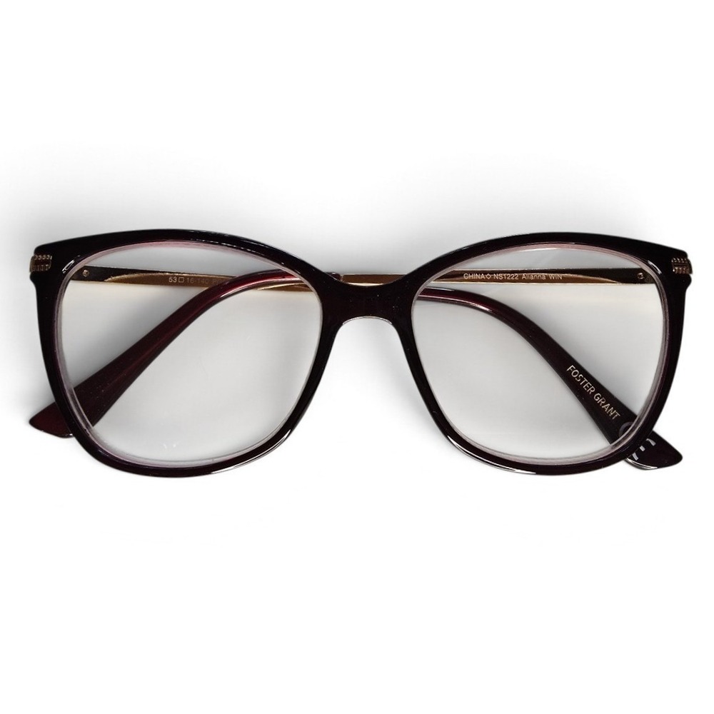 FOSTER GRANT Alianna Reading Glasses Women +2.75 Wine Gold Soft Square 53-16-140